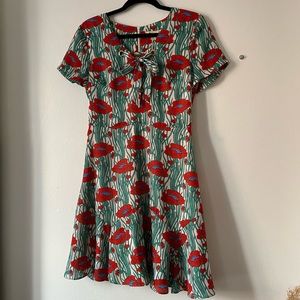 Yumi A-line Floral Dress with Ruffled Skirt